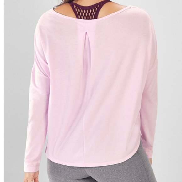 Fabletics Alyona Pleated Long-Sleeve Tee in Size Small, Petal - Picture 1 of 2
